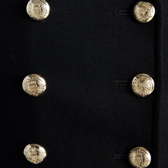 ZARA MANTECO WOOL BLACK AND GOLD BUTTON SHORT PEACOAT - Picture 2 of 11